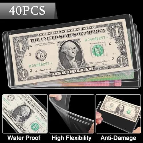 Uncle Paul Clear Banknote Holders 16.7cm x 7.1cm (40 Pcs) | Top-Load Design for Bills & Collectibles thumbnail 4