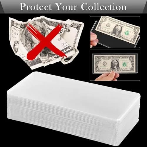 Uncle Paul Clear Banknote Holders 16.7cm x 7.1cm (40 Pcs) | Top-Load Design for Bills & Collectibles thumbnail 5