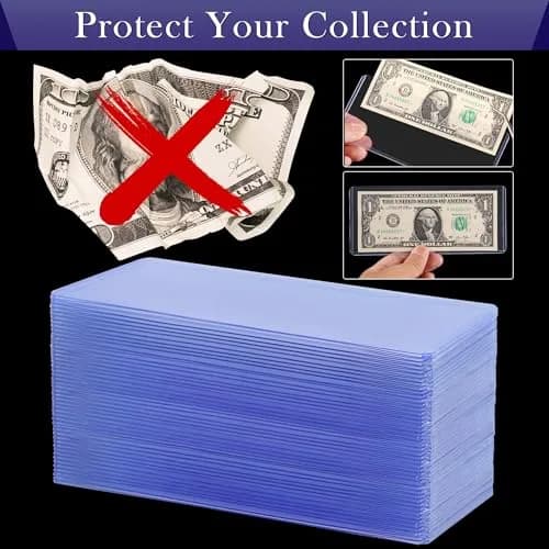 Uncle Paul Blue Clear Banknote Holders 16.7cm x 7.1cm (6.6"x2.8") | Top-Load Bill Sleeves for Collectibles thumbnail 5