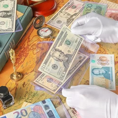 Uncle Paul Blue Clear Banknote Holders 16.7cm x 7.1cm (6.6"x2.8") | Top-Load Bill Sleeves for Collectibles thumbnail 8