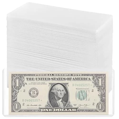 Uncle Paul Clear 90PCS Banknote Holders 6.6"x2.8" | Top-Load Crystal-Clear Currency Display thumbnail 1