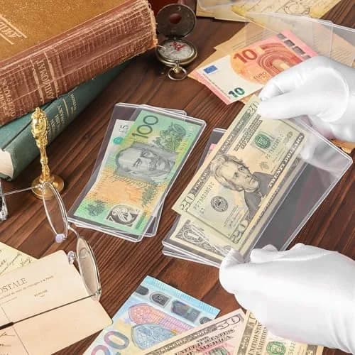 Uncle Paul Clear 90PCS Banknote Holders 6.6"x2.8" | Top-Load Crystal-Clear Currency Display thumbnail 7