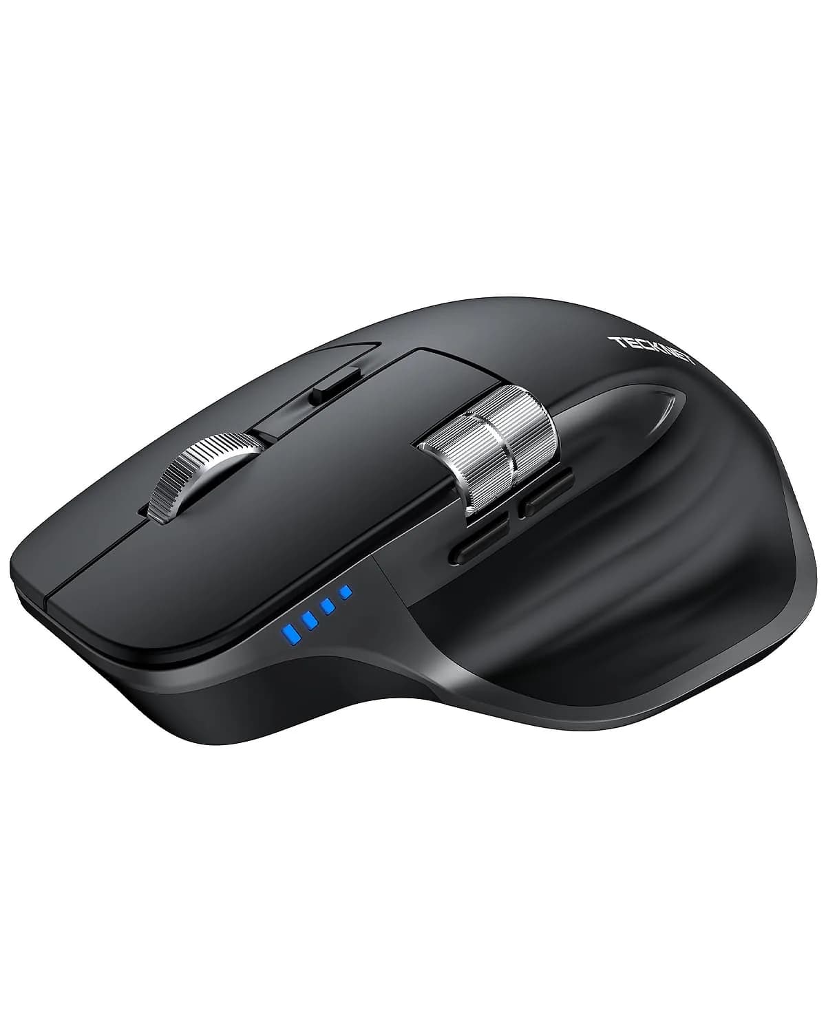TECKNET Wireless Mouse, 3-Device Bluetooth Rechargeable, 4800 DPI Optical Mouse with Side Scroll Wheel | 36-Month Warranty — Black