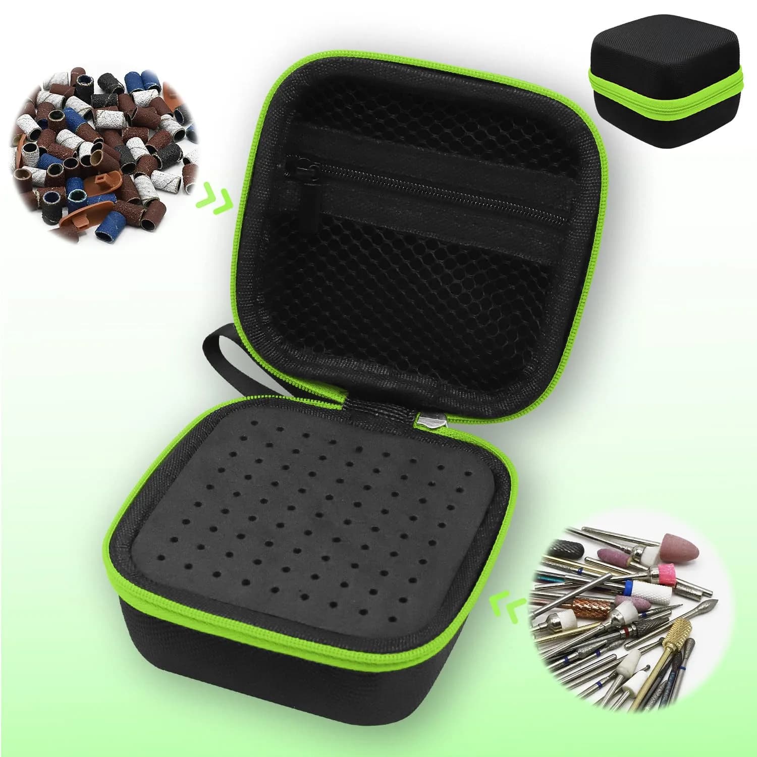 Thowapou Green 81-Hole Nail Drill Bit Holder Case | Waterproof Portable Organizer - view 3