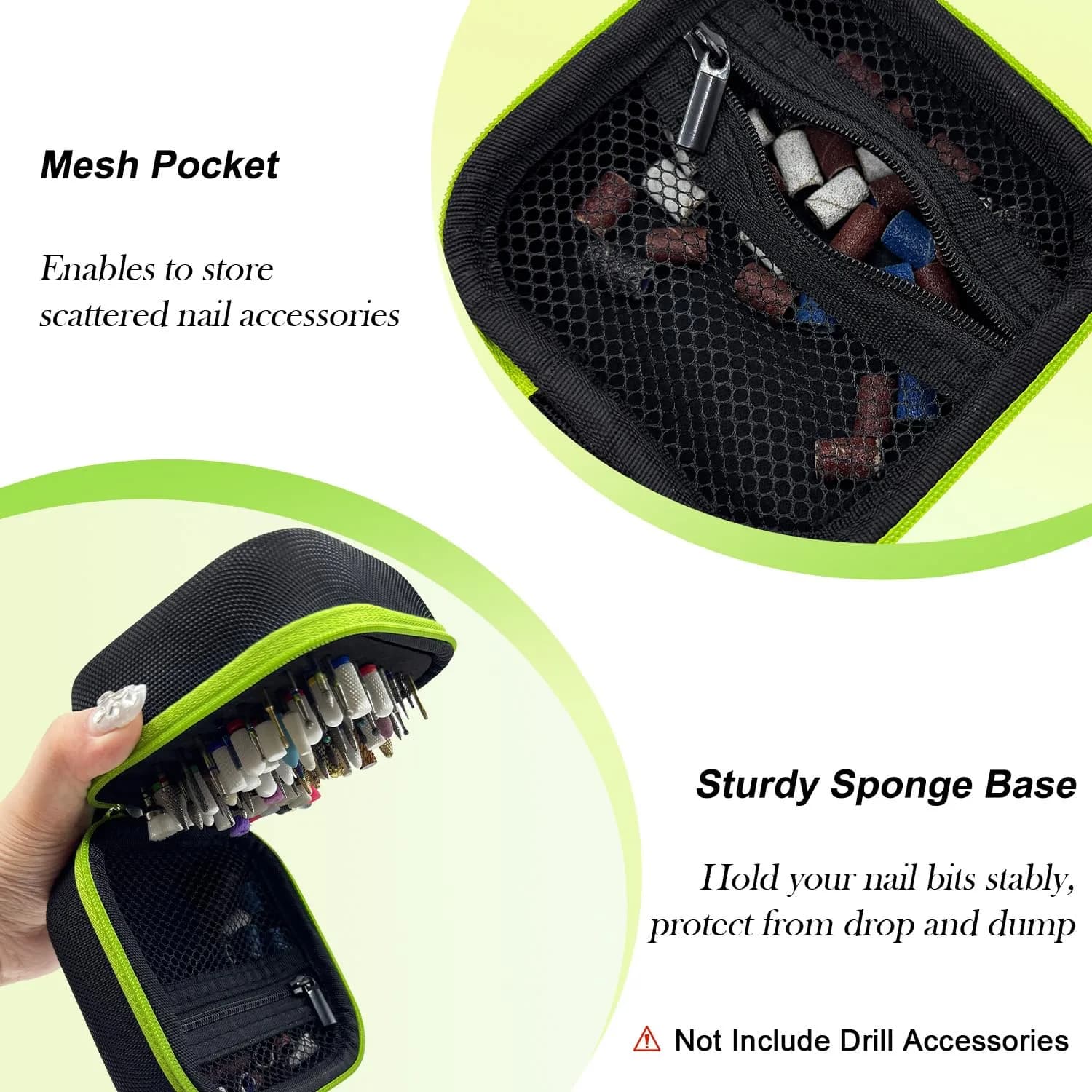 Thowapou Green 81-Hole Nail Drill Bit Holder Case | Waterproof Portable Organizer - view 4