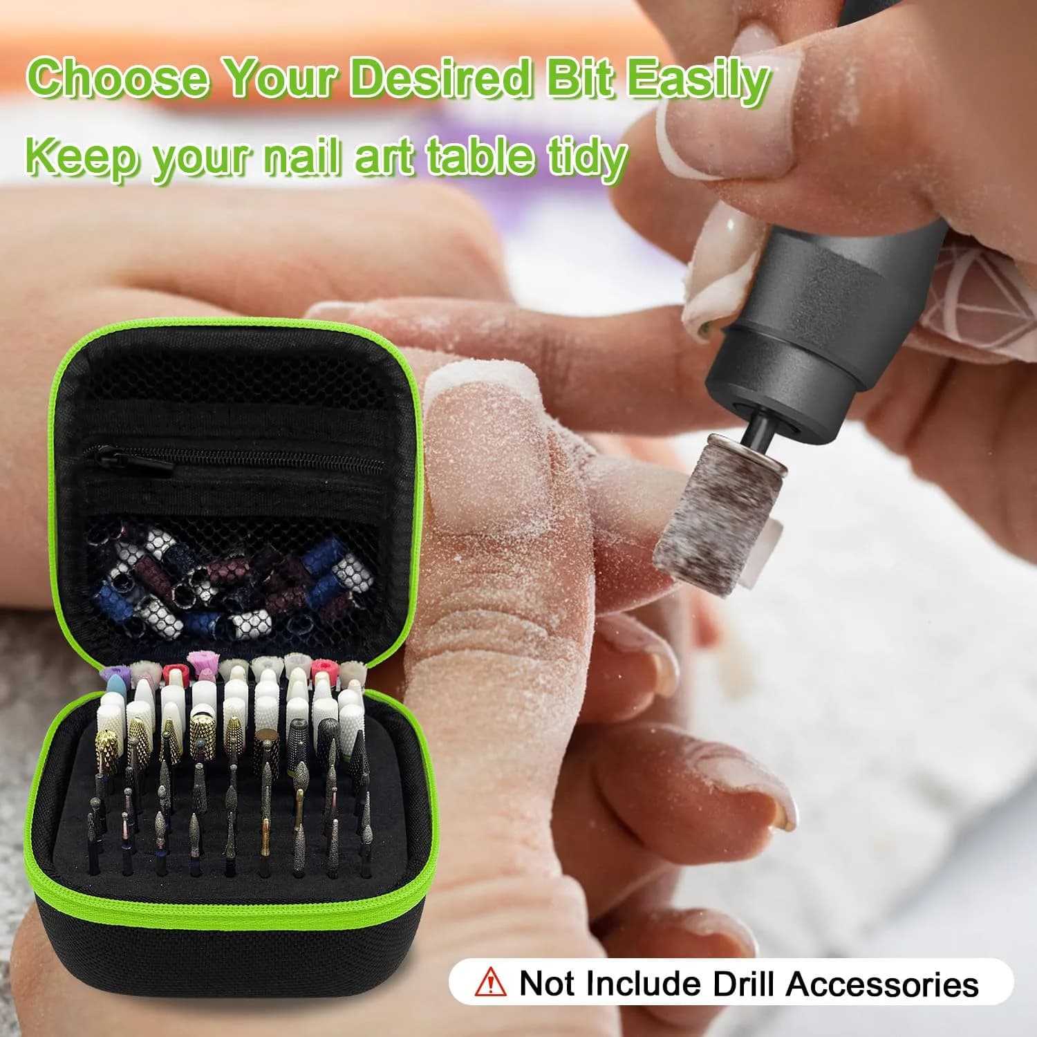 Thowapou Green 81-Hole Nail Drill Bit Holder Case | Waterproof Portable Organizer - view 5