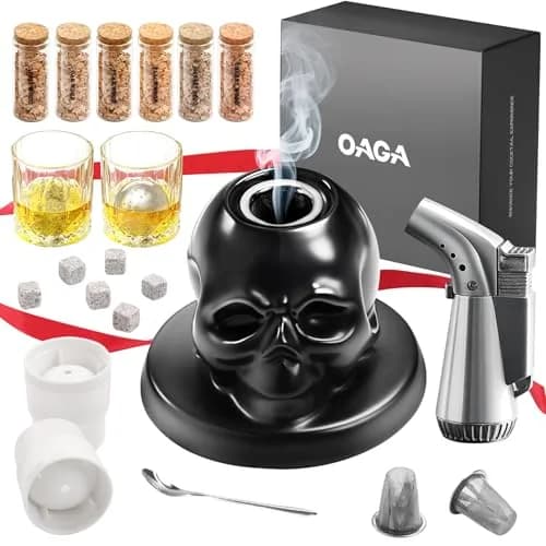 OAGA Skull Whiskey Smoker Kit with FQ-192 Torch & Bar Accessories | Ceramic Skull thumbnail 1
