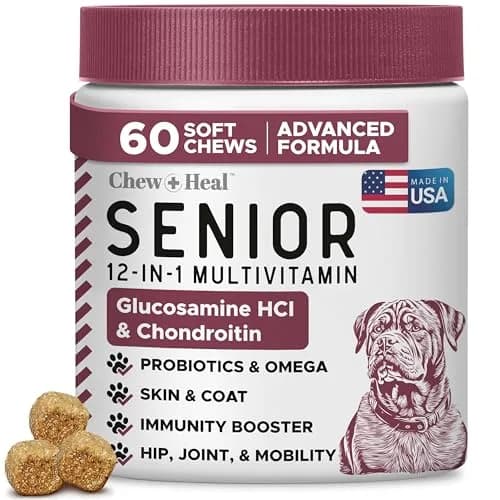 Chew + Heal Labs Senior Dog Vitamins & Supplements 60 Soft Chews | Multivitamin for Aging Dogs thumbnail 1