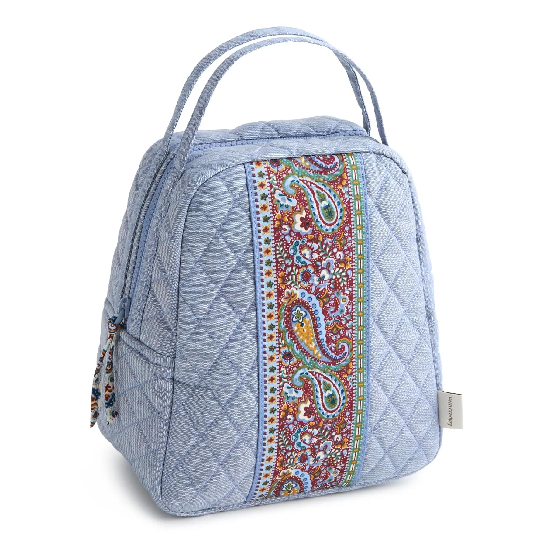 Vera Bradley Premium Cotton Lunch Bag, Chambray | Stylish, Insulated, Reusable for Work & School