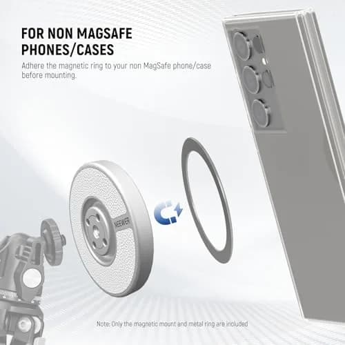NEEWER Magnetic Phone Tripod Mount Adapter with Adhesive Metal Ring & 1/4" Thread | Silver, 59x7mm (2.3"x0.3") thumbnail 4