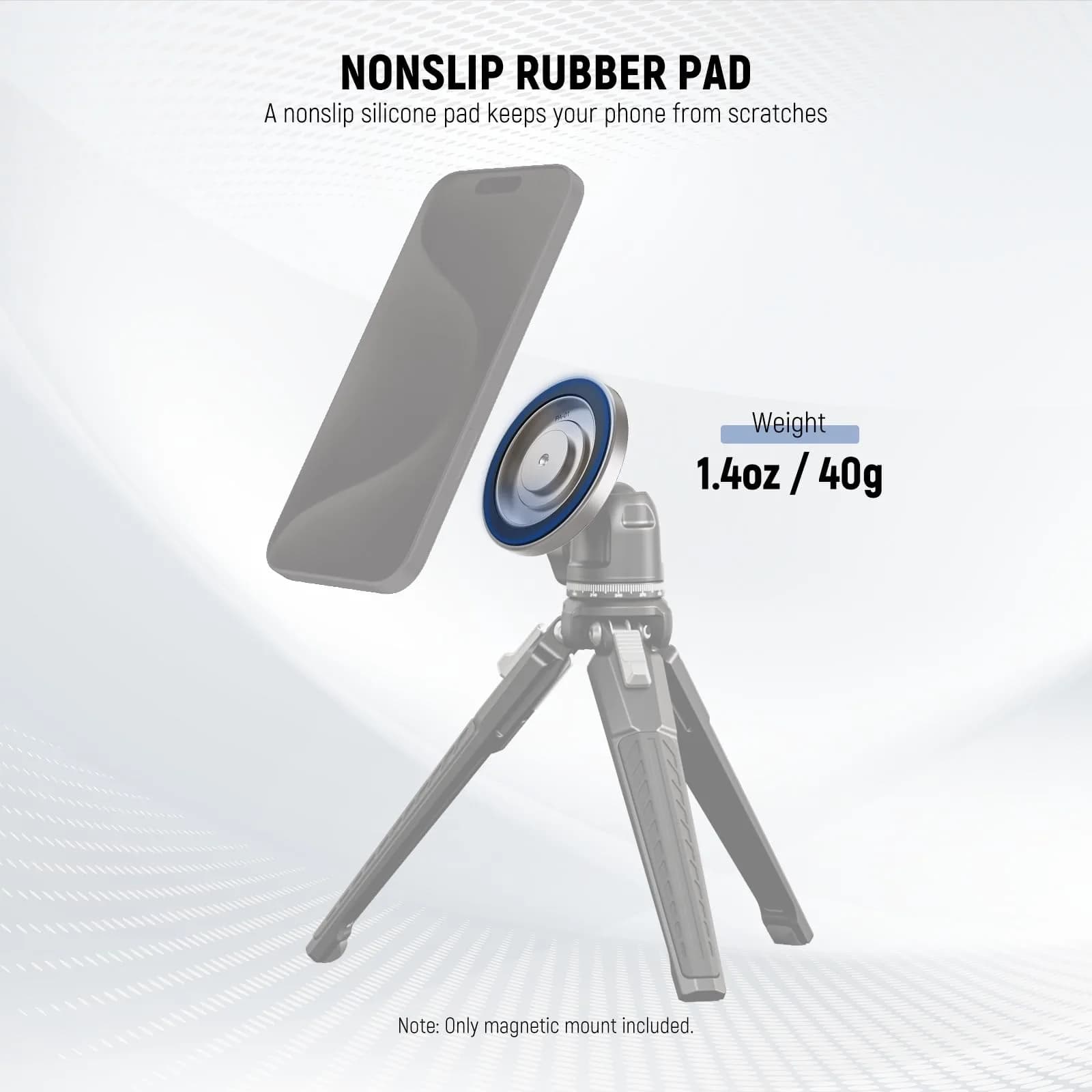 NEEWER Magnetic Phone Tripod Mount Adapter with Adhesive Metal Ring & 1/4" Thread | Silver, 59x7mm (2.3"x0.3") - view 6
