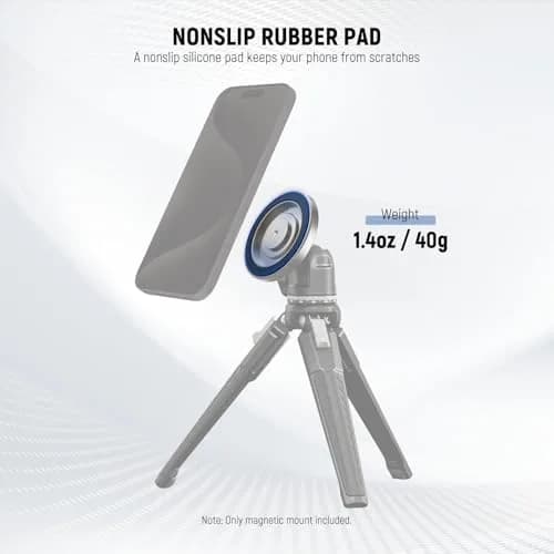 NEEWER Magnetic Phone Tripod Mount Adapter with Adhesive Metal Ring & 1/4" Thread | Silver, 59x7mm (2.3"x0.3") thumbnail 6
