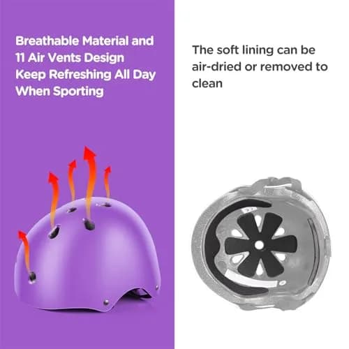 DaCool Kids Bike Helmet & Protective Gear Set with Knee Pads, Elbow Pads, Wrist Guards - Purple, Small (3-10 yrs) | Adjustable Fit for Sport Cycling thumbnail 4