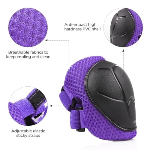 DaCool Kids Bike Helmet & Protective Gear Set with Knee Pads, Elbow Pads, Wrist Guards - Purple, Small (3-10 yrs) | Adjustable Fit for Sport Cycling thumbnail 5