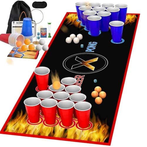 GOLDGE Beer Pong Table Mat 70.9 x 23.6 in | Waterproof, Reusable, Portable for Adults & Parties thumbnail 1