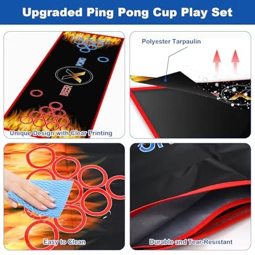 GOLDGE Beer Pong Table Mat 70.9 x 23.6 in | Waterproof, Reusable, Portable for Adults & Parties thumbnail 4