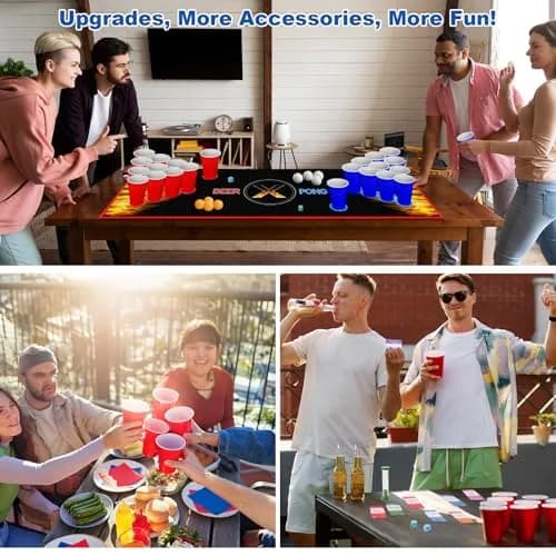 GOLDGE Beer Pong Table Mat 70.9 x 23.6 in | Waterproof, Reusable, Portable for Adults & Parties thumbnail 7