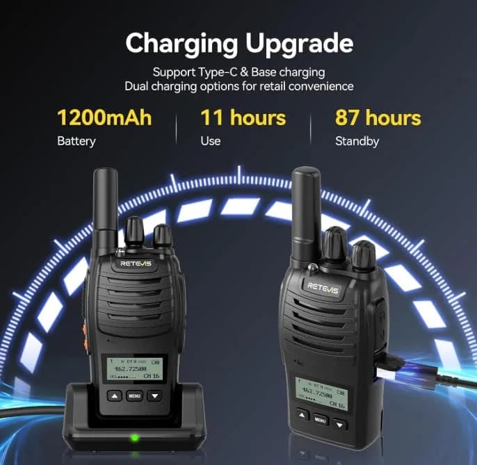 Retevis H777D Walkie Talkies with LCD Screen | Long Range, Rechargeable, 10 Pack thumbnail 5