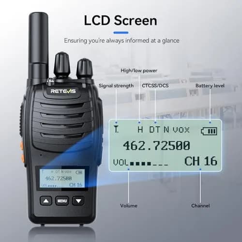 Retevis H777D Walkie Talkies with LCD Screen | Long Range, Rechargeable, 10 Pack thumbnail 2