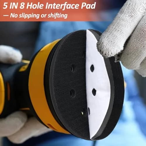 Mkobon 5 Inch Foam Sanding Pads 4-Pack | 12.7 cm (5 Inch) 8-Hole Interface Pads for Orbital Sanders thumbnail 4