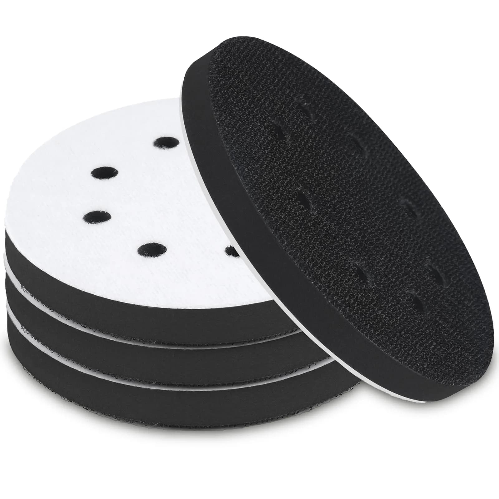 Mkobon 5 Inch Foam Sanding Pads 4-Pack | 12.7 cm (5 Inch) 8-Hole Interface Pads for Orbital Sanders — 5 Inch