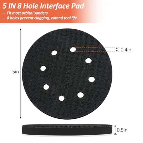 Mkobon 5 Inch Foam Sanding Pads 4-Pack | 12.7 cm (5 Inch) 8-Hole Interface Pads for Orbital Sanders thumbnail 2