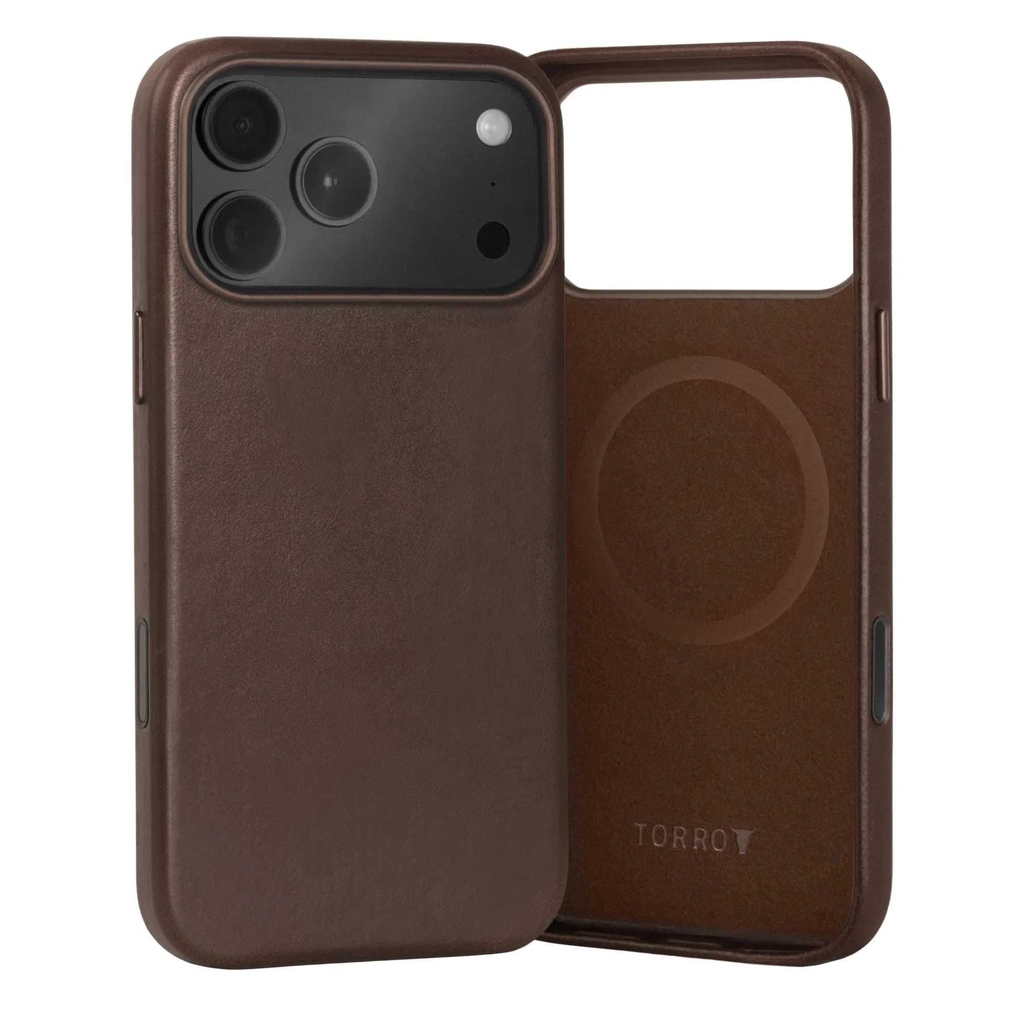 TORRO Leather Bumper Case for iPhone 18 Pro Max & 17 Pro Max | Premium Leather Slim MagSafe Compatible — Dark Brown