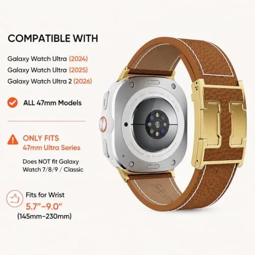 CrazyGrass Leather Band Compatible with Galaxy Watch Ultra 47mm | Magnetic Clasp, Genuine Leather thumbnail 5