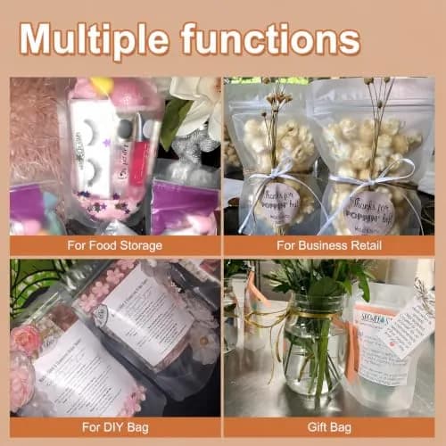 SumDirect 100Pcs 6x8.6 inches Matte Zipper Resealable Stand Up Snack Food Tea Packing Pouch Bag thumbnail 6
