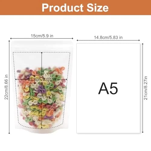 SumDirect 100Pcs 6x8.6 inches Matte Zipper Resealable Stand Up Snack Food Tea Packing Pouch Bag thumbnail 2