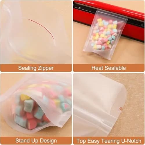 SumDirect 100Pcs 6x8.6 inches Matte Zipper Resealable Stand Up Snack Food Tea Packing Pouch Bag thumbnail 3