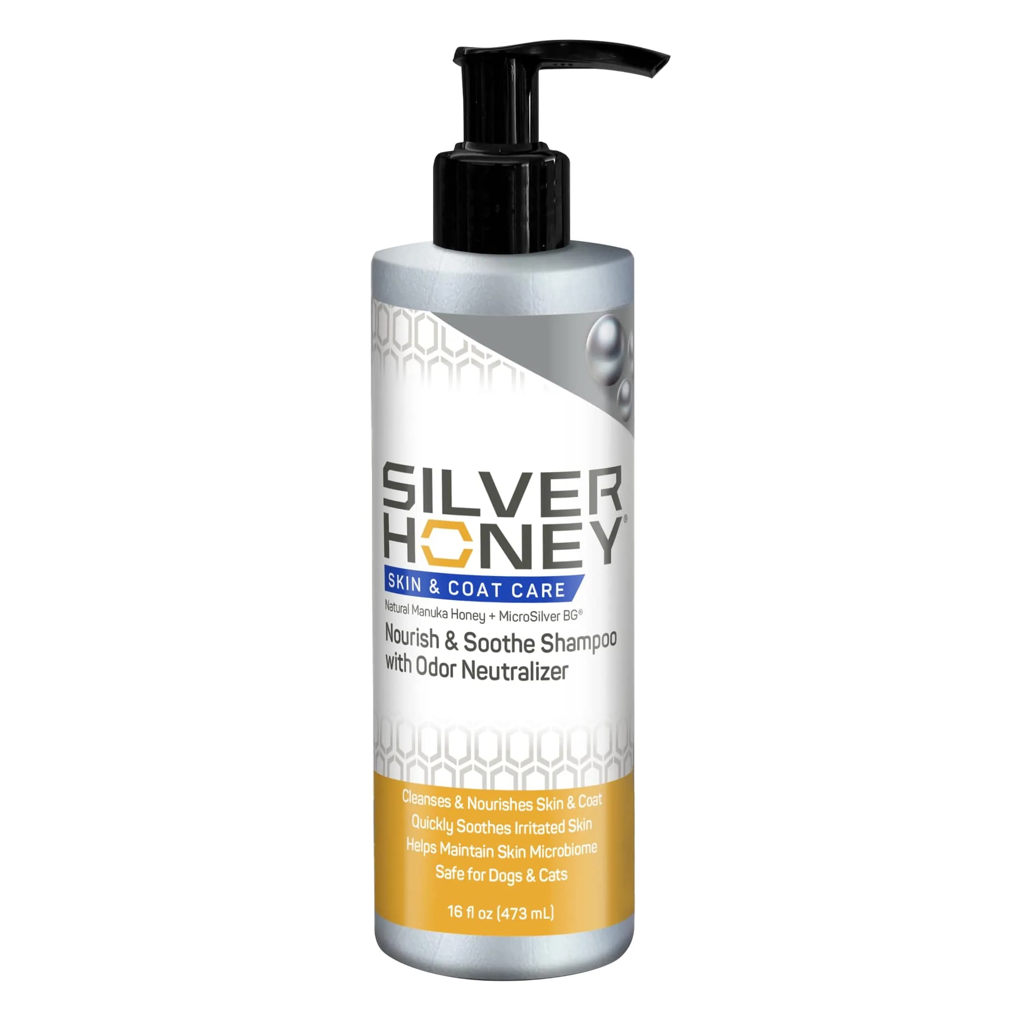 Silver Honey Skin & Coat Care Nourish & Soothe Shampoo 16 fl oz | Gentle, pH-Balanced, Odor Neutralizer for Dogs & Cats