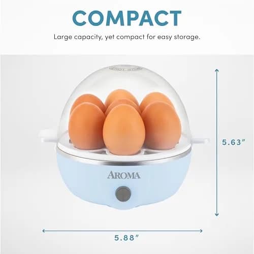 AROMA Overly Easy Egg Cooker, Steamer & Poacher | XL Capacity Fits 7 Eggs, Blue thumbnail 5