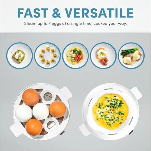 AROMA Overly Easy Egg Cooker, Steamer & Poacher | XL Capacity Fits 7 Eggs, Blue thumbnail 2