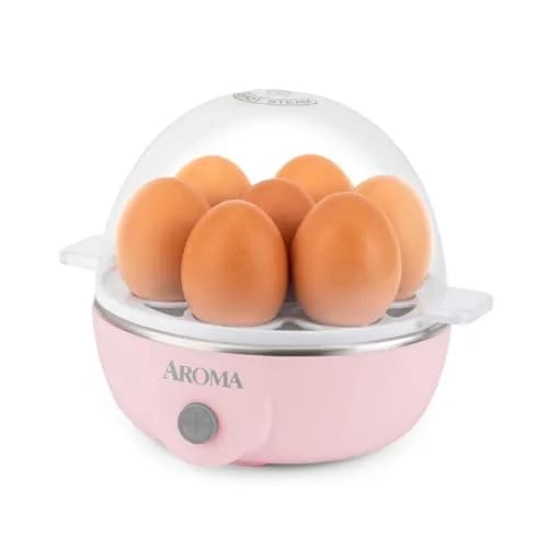AROMA Overly Easy Egg Cooker Pink | XL Capacity Fits 7 Eggs, No Timer Needed thumbnail 1