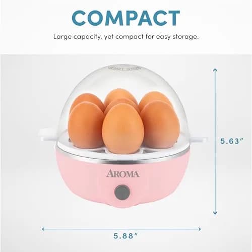 AROMA Overly Easy Egg Cooker Pink | XL Capacity Fits 7 Eggs, No Timer Needed thumbnail 5