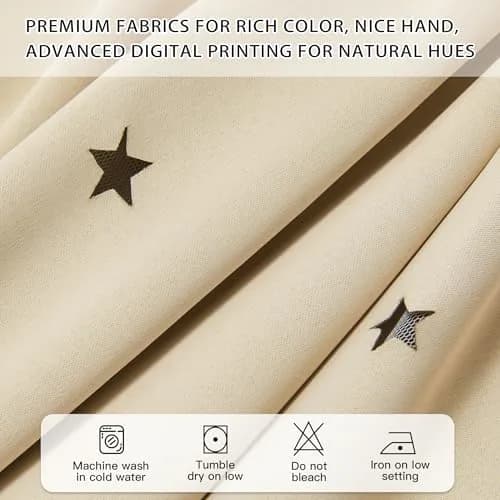 XiDi Beige Curtains for Bedroom Girls, Kids Room, 34 x54 inch 1 Panel | Dreamlike Star Cutout Design with 80% Blackout thumbnail 5