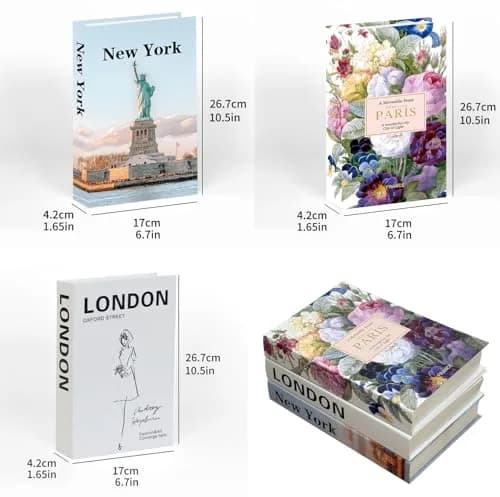 chaojiniubee Decorative Faux Book Set for Room Décor, Coffee Table Décor, Bookshelf, Living Room TV Stand, White (3 Pcs, 28.6cm L x 39.8cm H x 2cm W) thumbnail 4