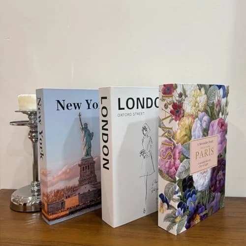 chaojiniubee Decorative Faux Book Set for Room Décor, Coffee Table Décor, Bookshelf, Living Room TV Stand, White (3 Pcs, 28.6cm L x 39.8cm H x 2cm W) thumbnail 3
