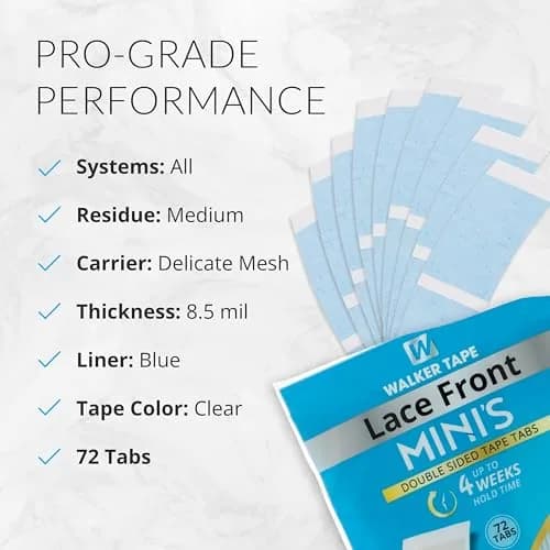 Walker Tape Hypoallergenic Bonding Adhesive Support Tape Minis, 72 pcs | No-Shine, Discreet, 2–3 Week Hold thumbnail 4