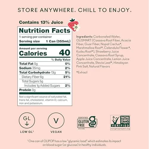 OLIPOP Strawberry Vanilla Prebiotic Soda 12 Fl Oz | Gut-Friendly, Delicious & Refreshing thumbnail 4