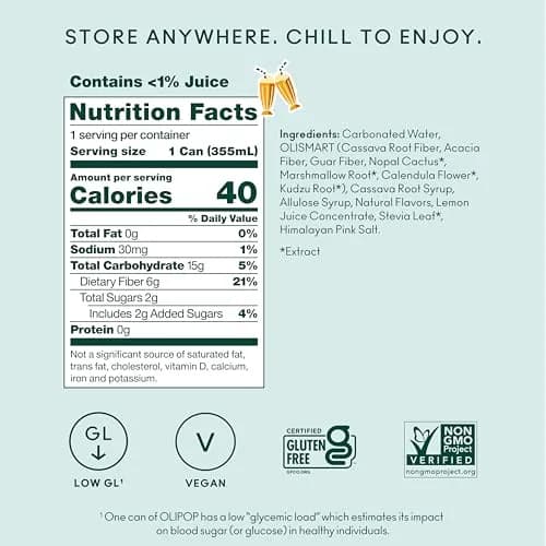 OLIPOP Cream Soda 12 Fl Oz | Prebiotic Fiber & Natural Vanilla Flavor (70-120 chars) thumbnail 4