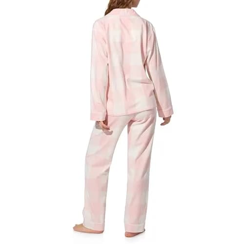 Bed Head PJs Organic Cotton Flannel Twill Classic Long Sleeve Pajama Set, Pink Plaid, Small thumbnail 3