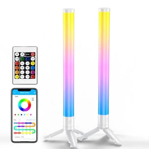 TJOY 360° RGB Light Bars Gaming Desk Ambient Lighting | Music Sync, Remote Control, White Plastic thumbnail 1