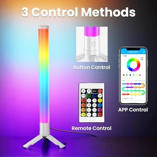 TJOY 360° RGB Light Bars Gaming Desk Ambient Lighting | Music Sync, Remote Control, White Plastic thumbnail 6