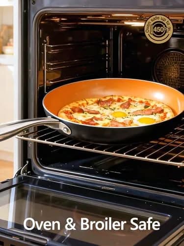 MICHELANGELO 14 Inch Ceramic Frying Pan with Lid | Nonstick Aluminum Skillet for Healthy Cooking thumbnail 7