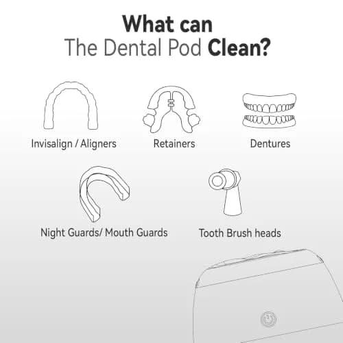 KUNPHY Ultrasonic Retainer Cleaner Machine 200ml (6.76 Fl Oz) | 48kHz Deep Cleaning Pod for Braces, Jewelry, Dentures thumbnail 4