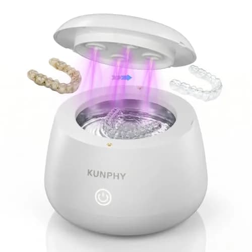 KUNPHY Ultrasonic Retainer Cleaner Machine 200ml (6.76 Fl Oz) | 48kHz Deep Cleaning Pod for Braces, Jewelry, Dentures thumbnail 1