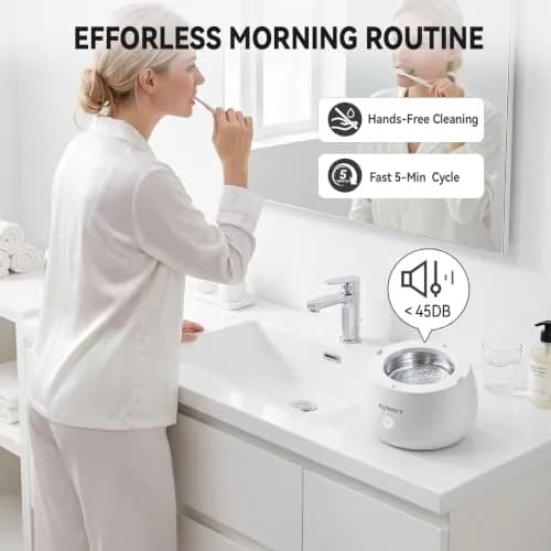 KUNPHY Ultrasonic Retainer Cleaner Machine 200ml (6.76 Fl Oz) | 48kHz Deep Cleaning Pod for Braces, Jewelry, Dentures thumbnail 8