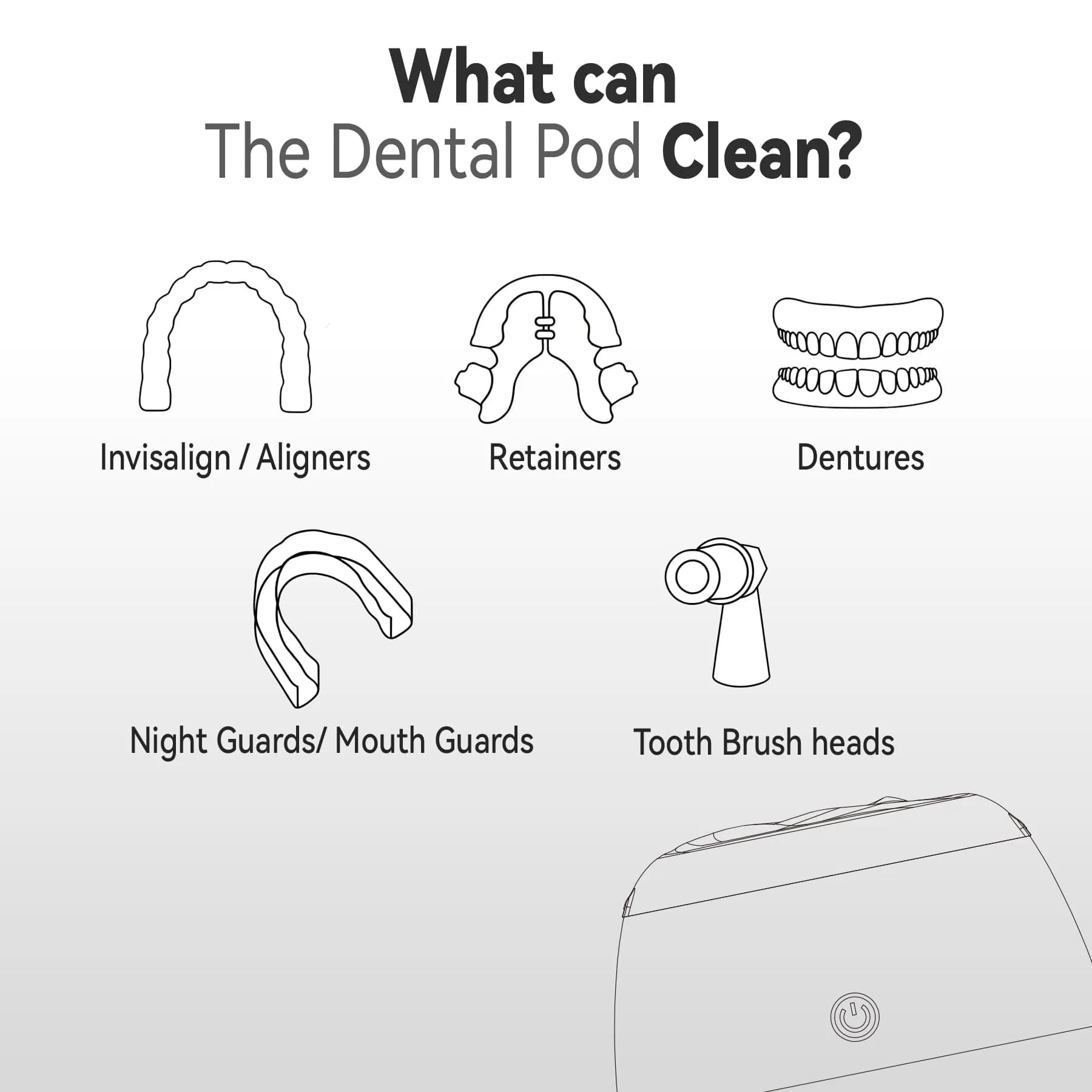 KUNPHY Ultrasonic Retainer Cleaner Machine 200ml (6.76 Fl Oz) | 48kHz Deep Cleaning Pod for Braces, Jewelry, Dentures - view 4